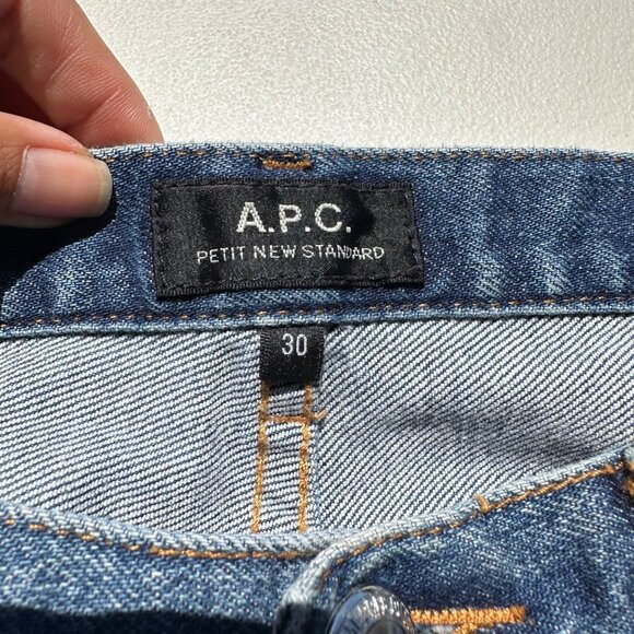 APC A.P.C. Petit New Standard Mens Jeans 30x26 Light Wash Blue Denim Button Fly - Picture 10 of 11